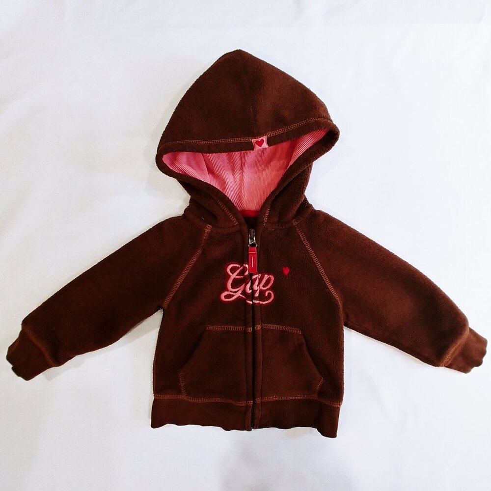 Gap Fleece Embroidered Logo Heart Zip-Up Hoodie 18-24 Months - Picture 6 of 6